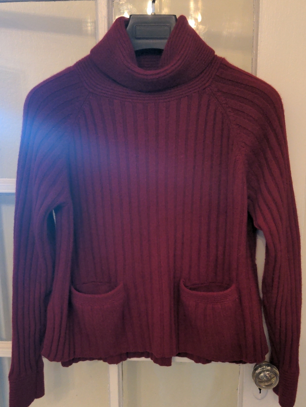 New Club Monaco Cashmere Ribbed Turtleneck Sweater, Burgundy, Cozy